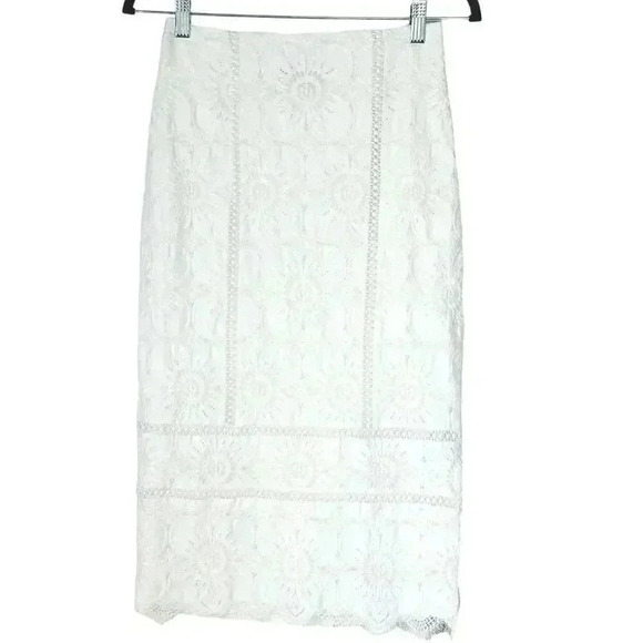 BANANA REPUBLIC LACE MIDI PENCIL SKIRT SIZE 0 - Picture 4 of 9